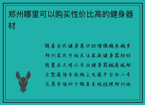 郑州哪里可以购买性价比高的健身器材
